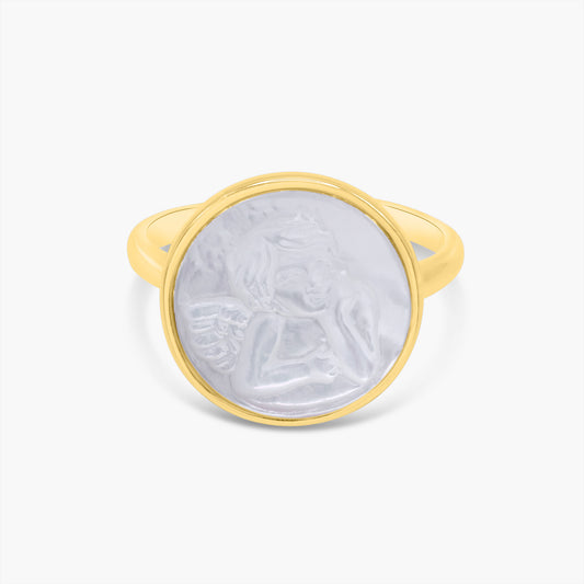 Cherub Embossed Circle Ring