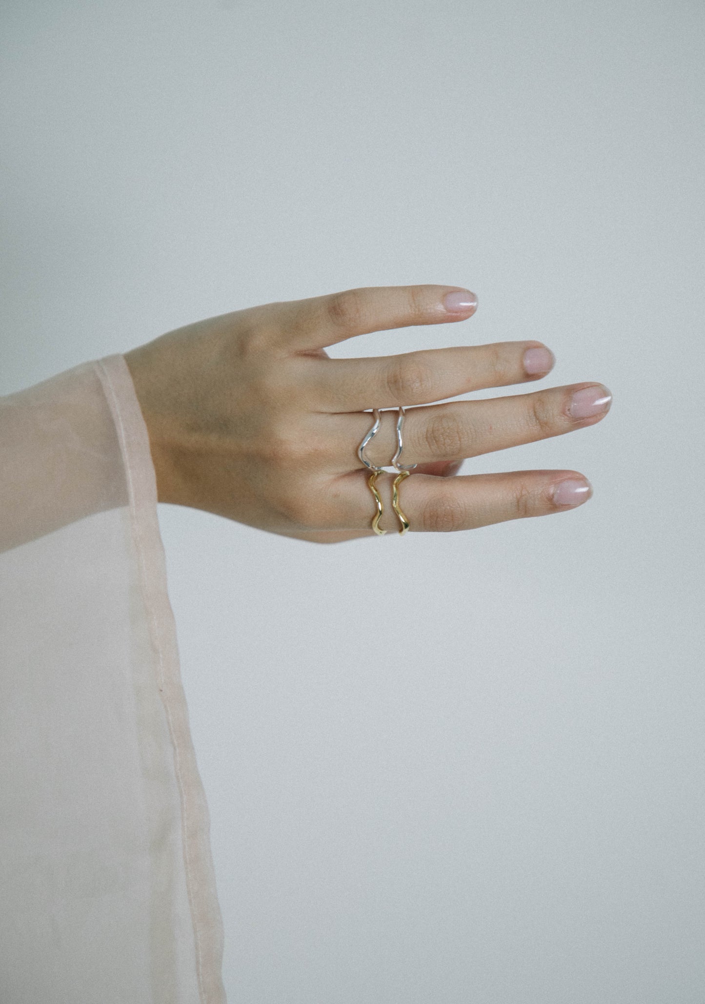 Milky Way Hammered Double Ring