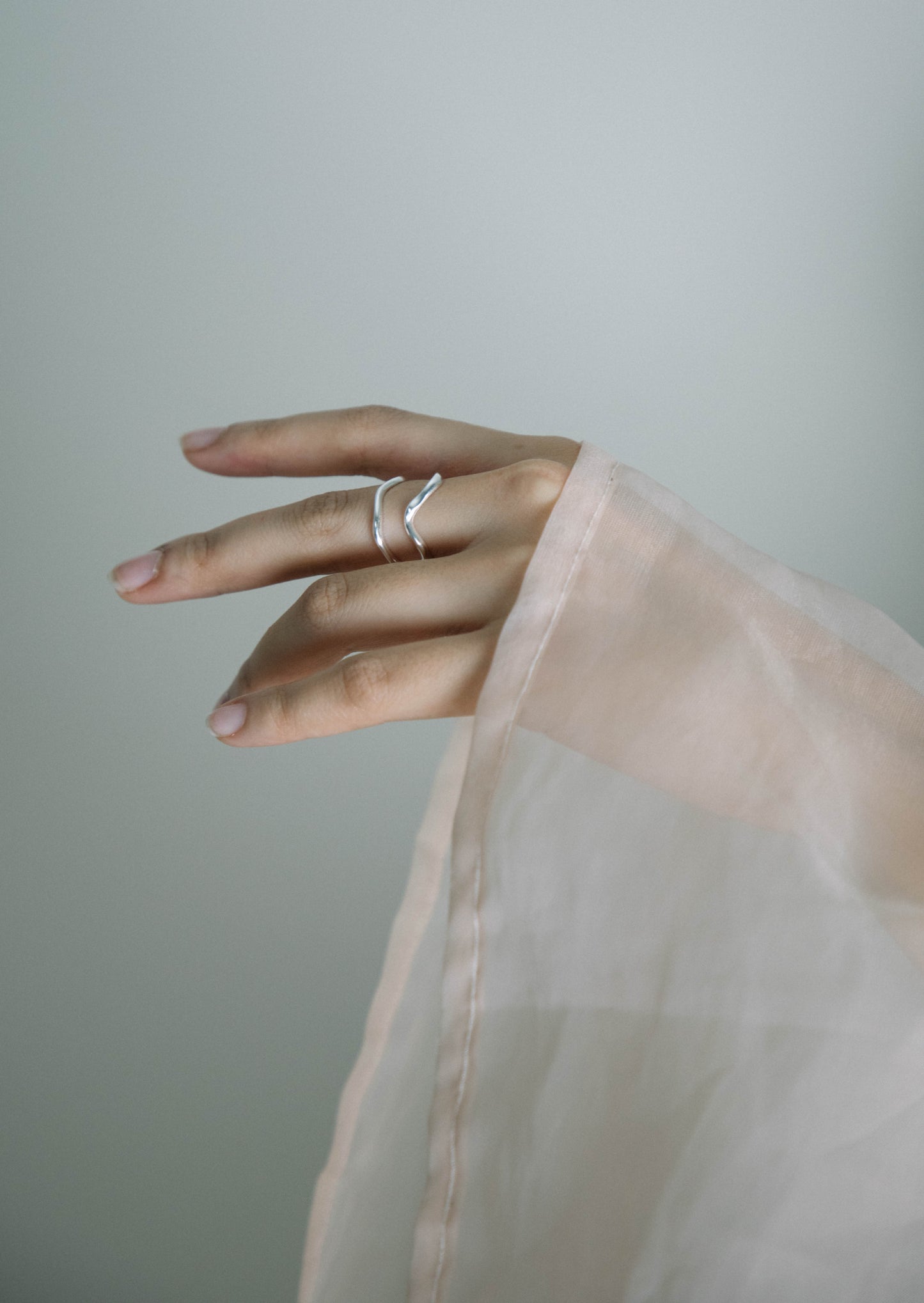 Milky Way Hammered Double Ring