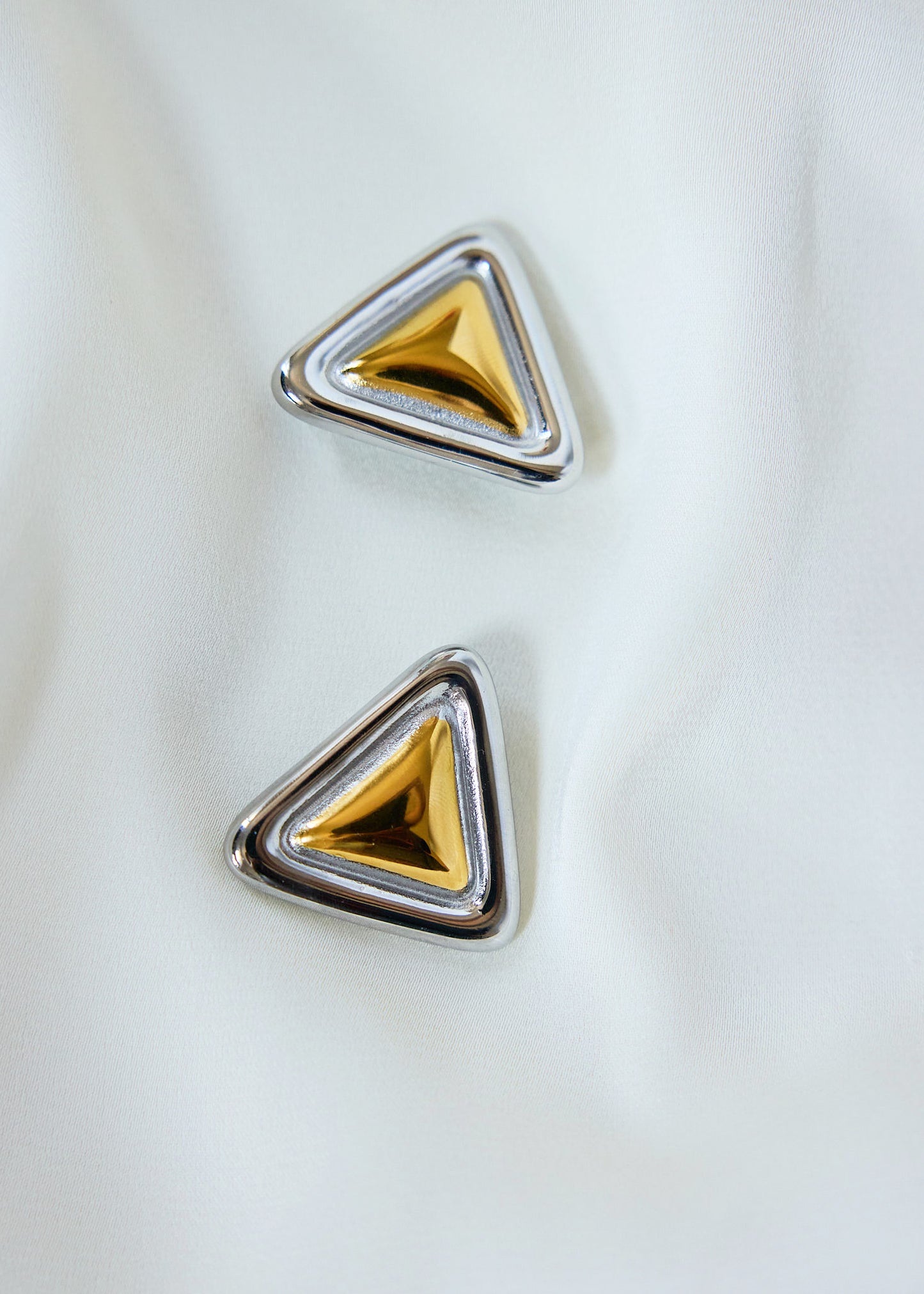 Geometric Triangle Brooch | Stainless Steel Two-Tone Pin