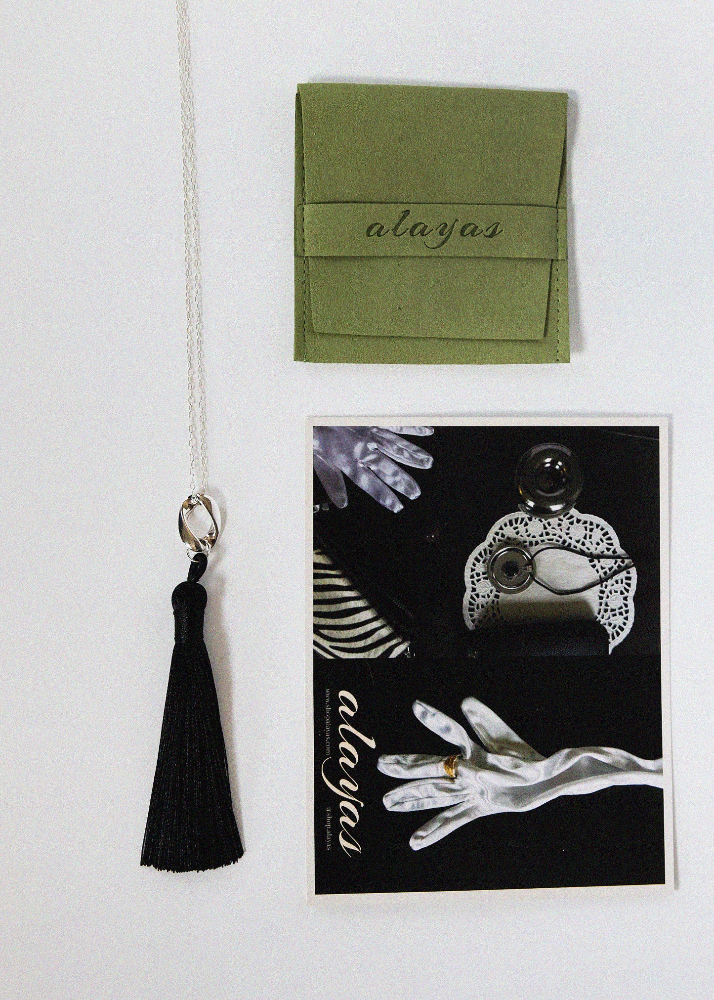 Sterling Silver Tassel Necklace | 925 Long Chain with Black Silk Tassel