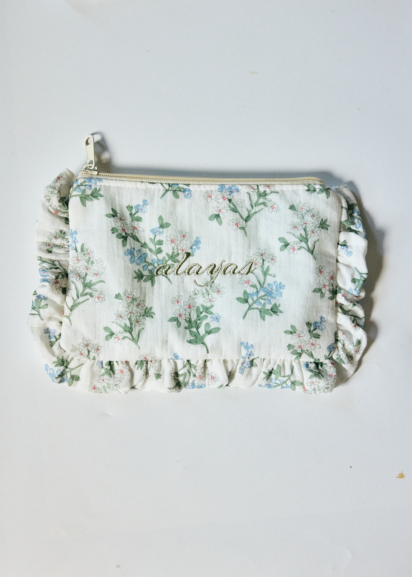 Alayas Floral Embroidered Ruffle Pouch | Small, Large & Set Options