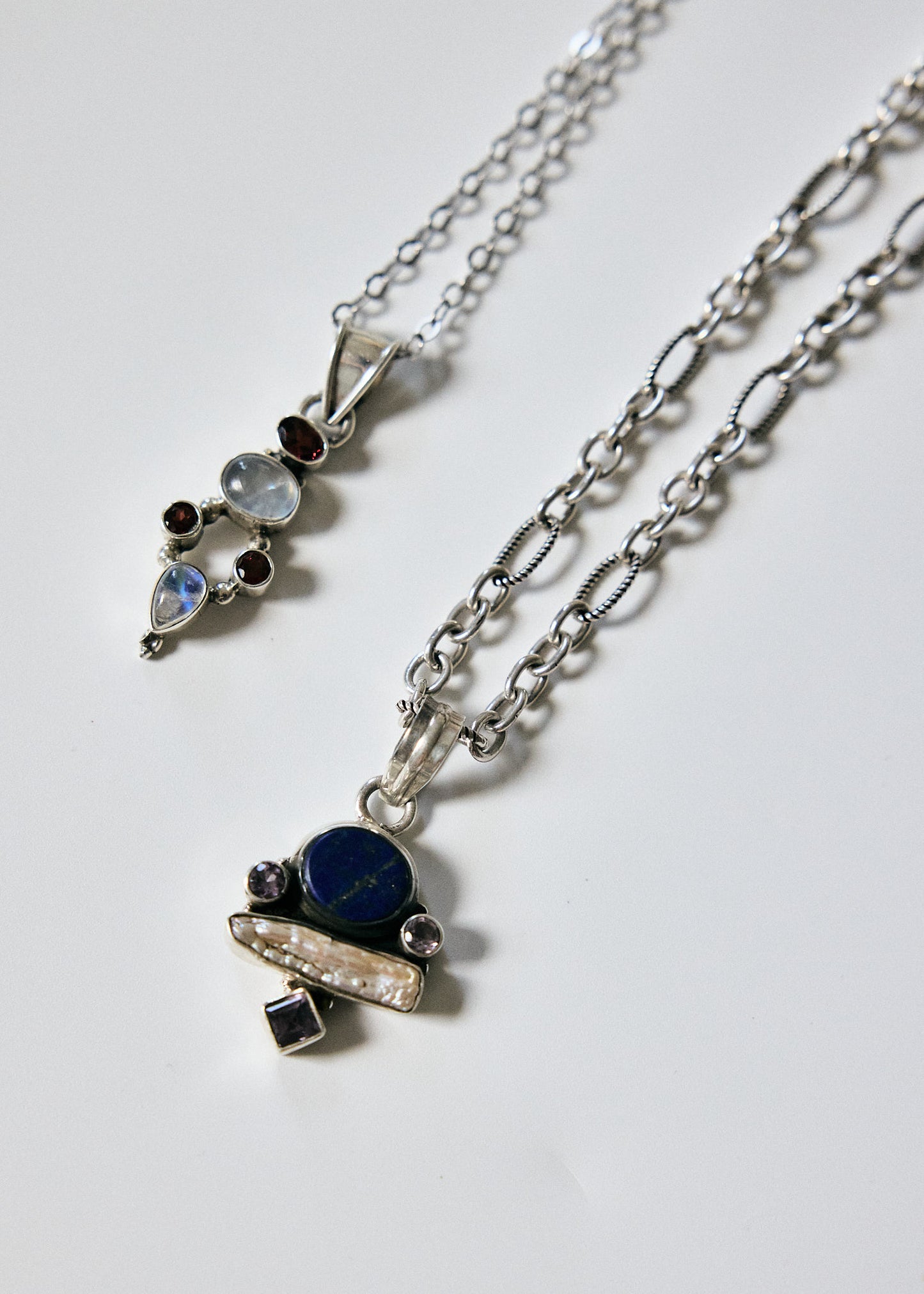 Moonstone & Garnet Pendant Necklace
