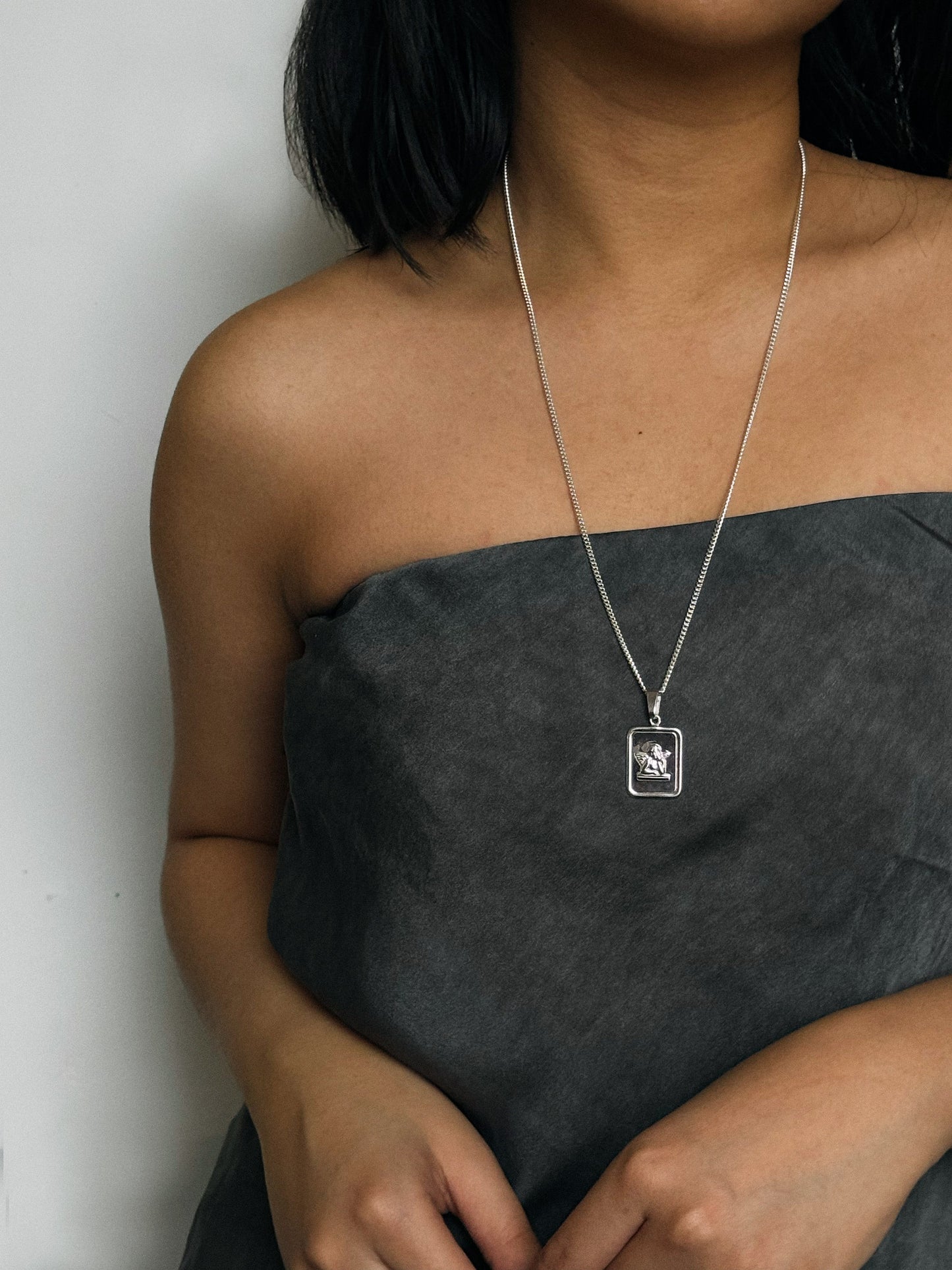 Cherub Pendant Necklace (24” Curb Chain)