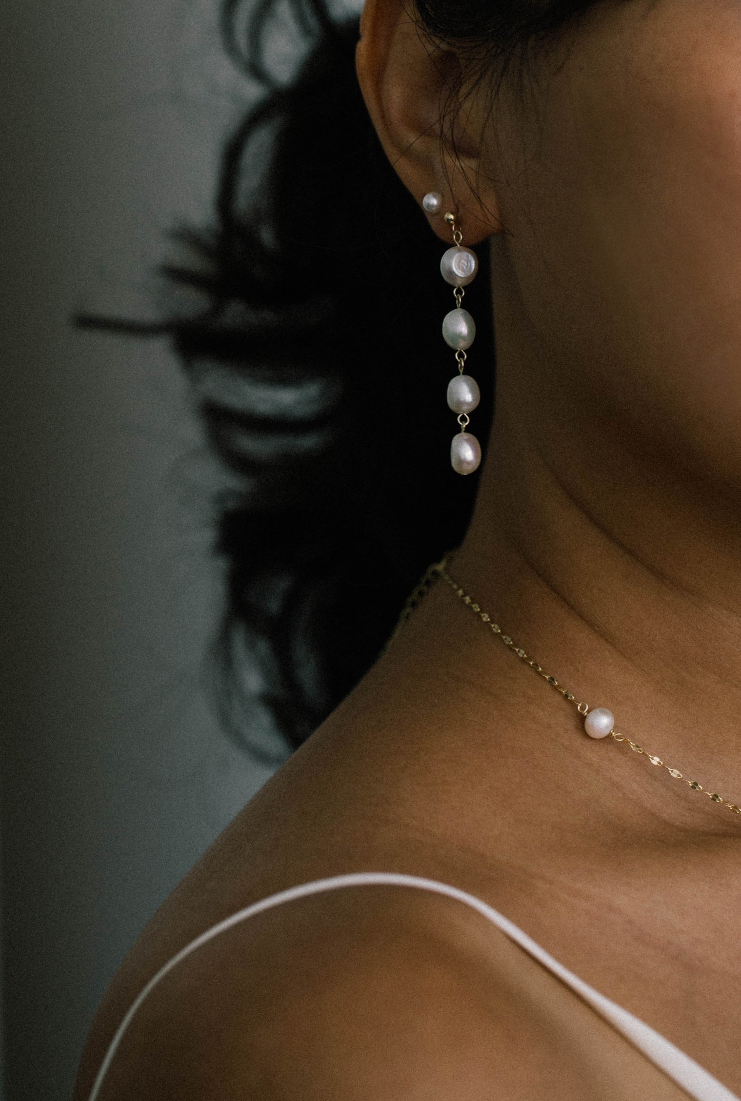 Evangeline Dangling Pearl Earrings