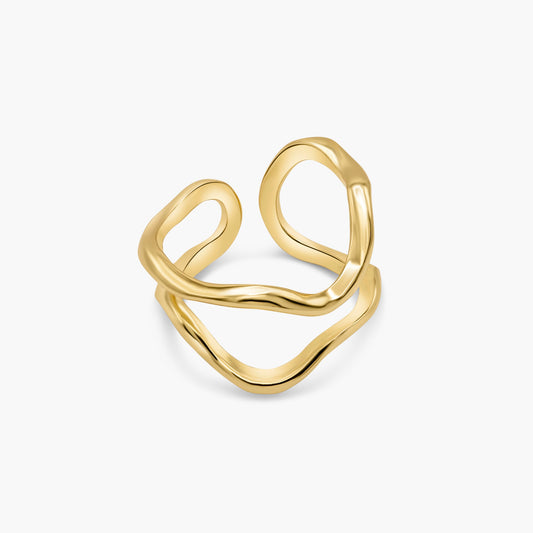 Milky Way Hammered Double Ring