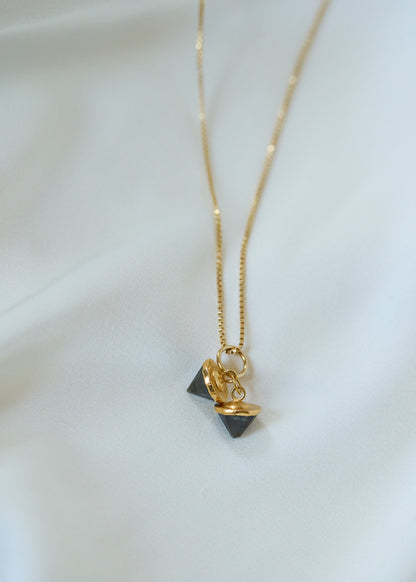 Double Labradorite Pendant Necklace | Gold-Plated Sterling Silver Box Chain
