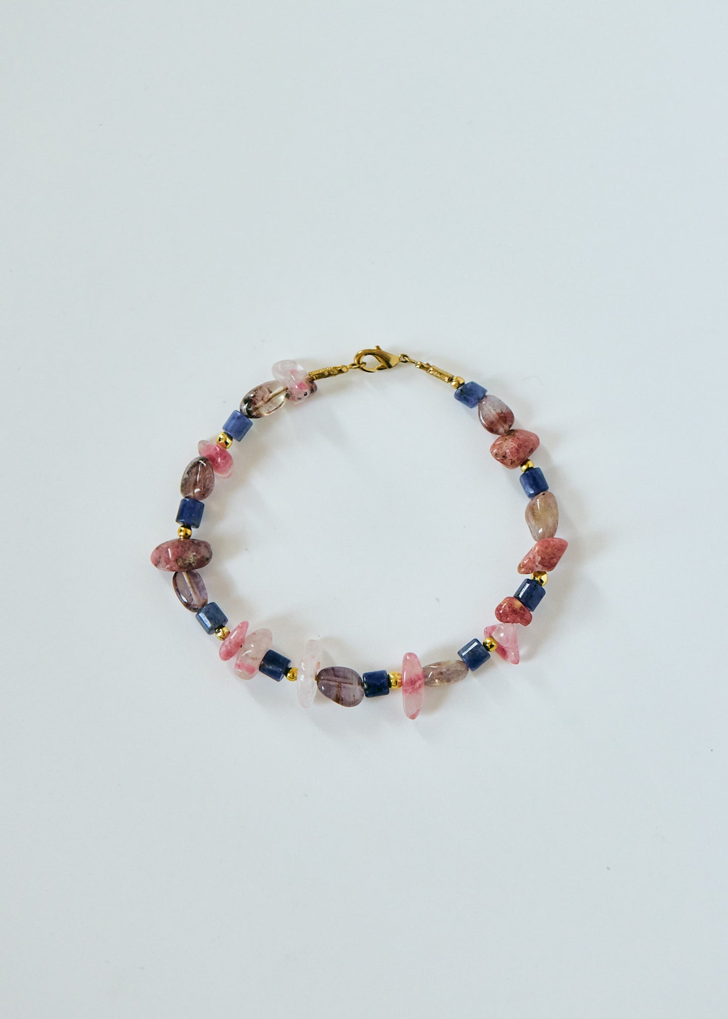 Pink Agate & Purple Ghost Quartz Bracelet