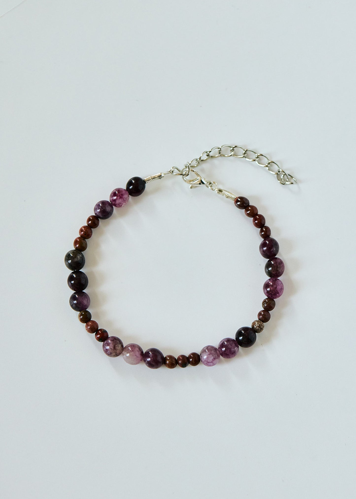 Tourmaline & Jasper Beaded Bracelet | Purple Gemstone Bracelet