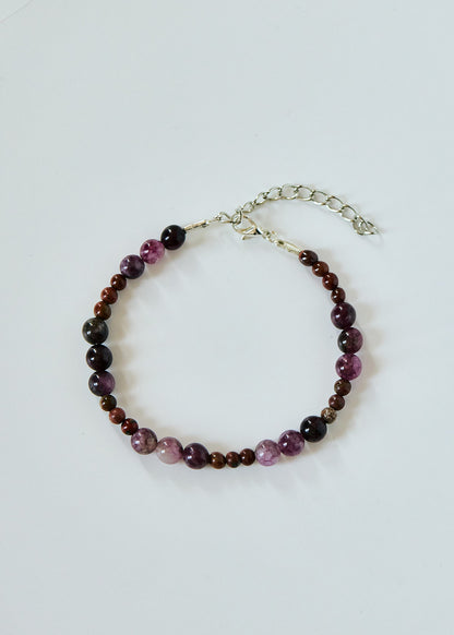 Tourmaline & Jasper Beaded Bracelet | Purple Gemstone Bracelet
