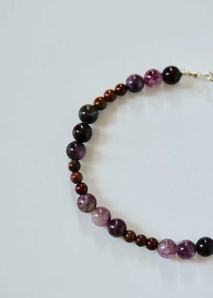 Tourmaline & Jasper Beaded Bracelet | Purple Gemstone Bracelet