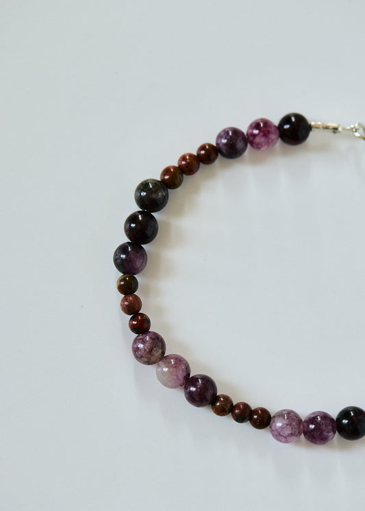 Tourmaline & Jasper Beaded Bracelet | Purple Gemstone Bracelet