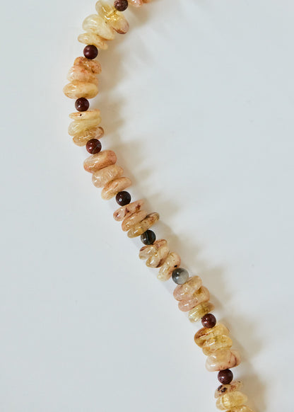 Citrine & Druzy Quartz Pendant Necklace | Amazonite Chip Gemstone Necklace