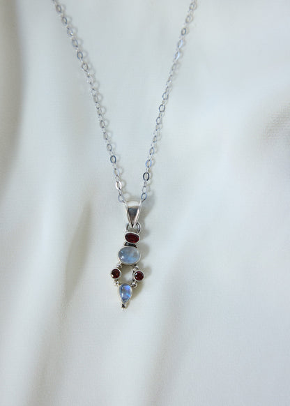 Moonstone & Garnet Pendant Necklace
