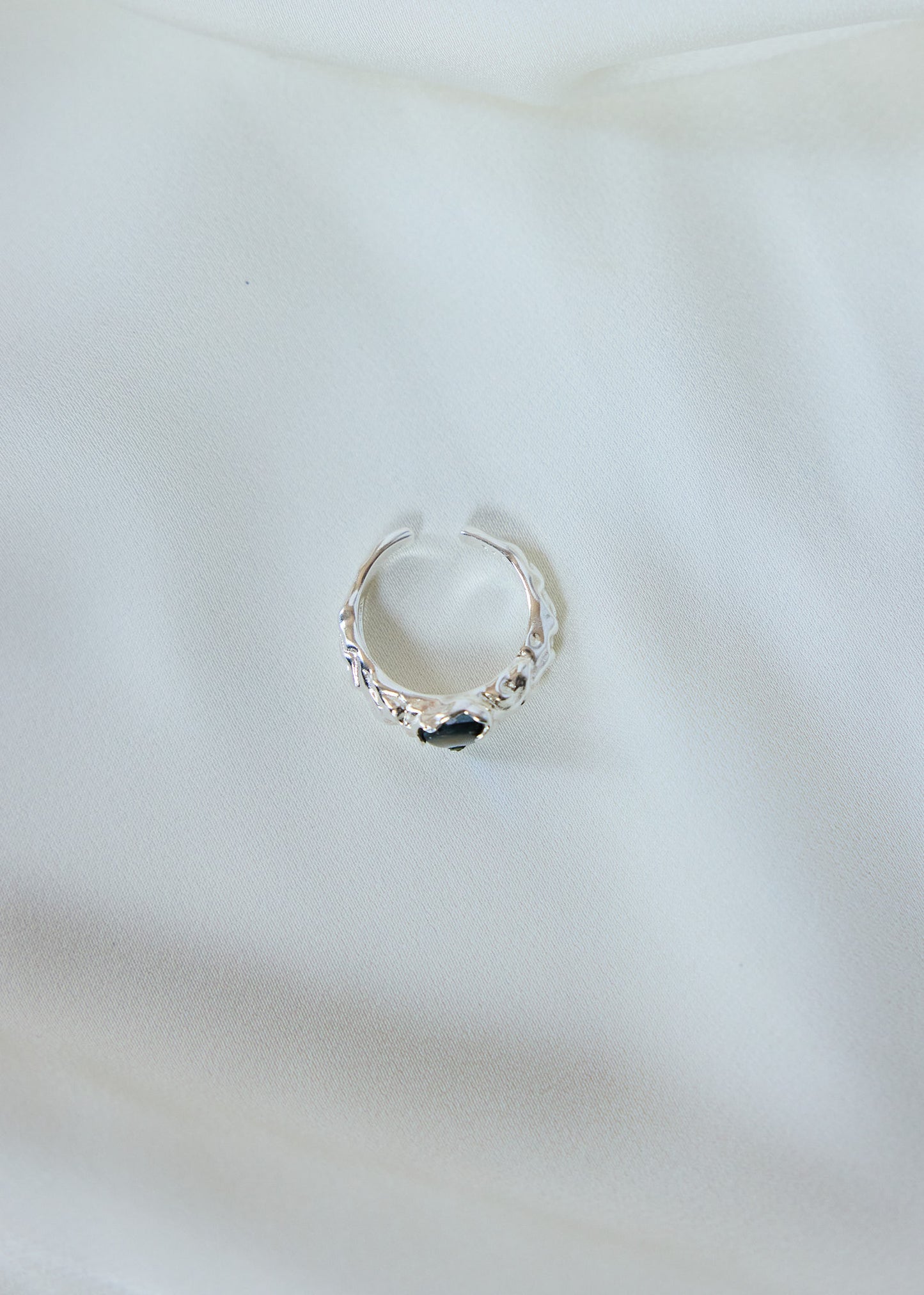 Abalone Shell Open Ring | Textured Sterling Silver, Adjustable