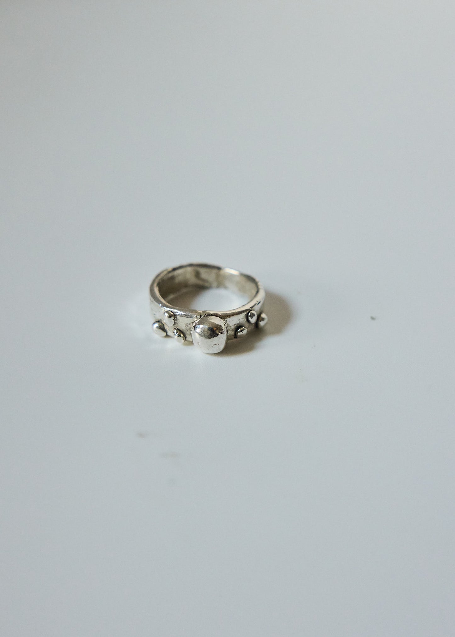 Pure Silver Sculptural Bead Ring | .999 Fine Silver Statement Ring