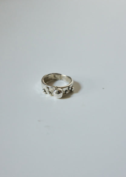 Pure Silver Sculptural Bead Ring | .999 Fine Silver Statement Ring