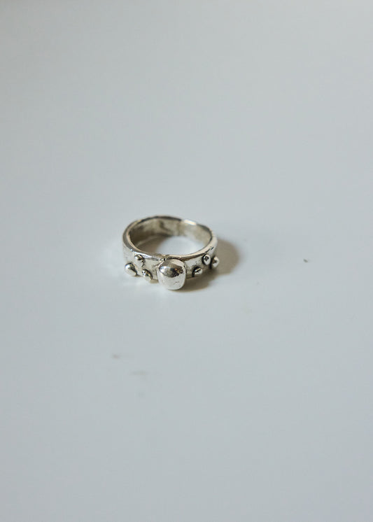 Pure Silver Sculptural Bead Ring | .999 Fine Silver Statement Ring