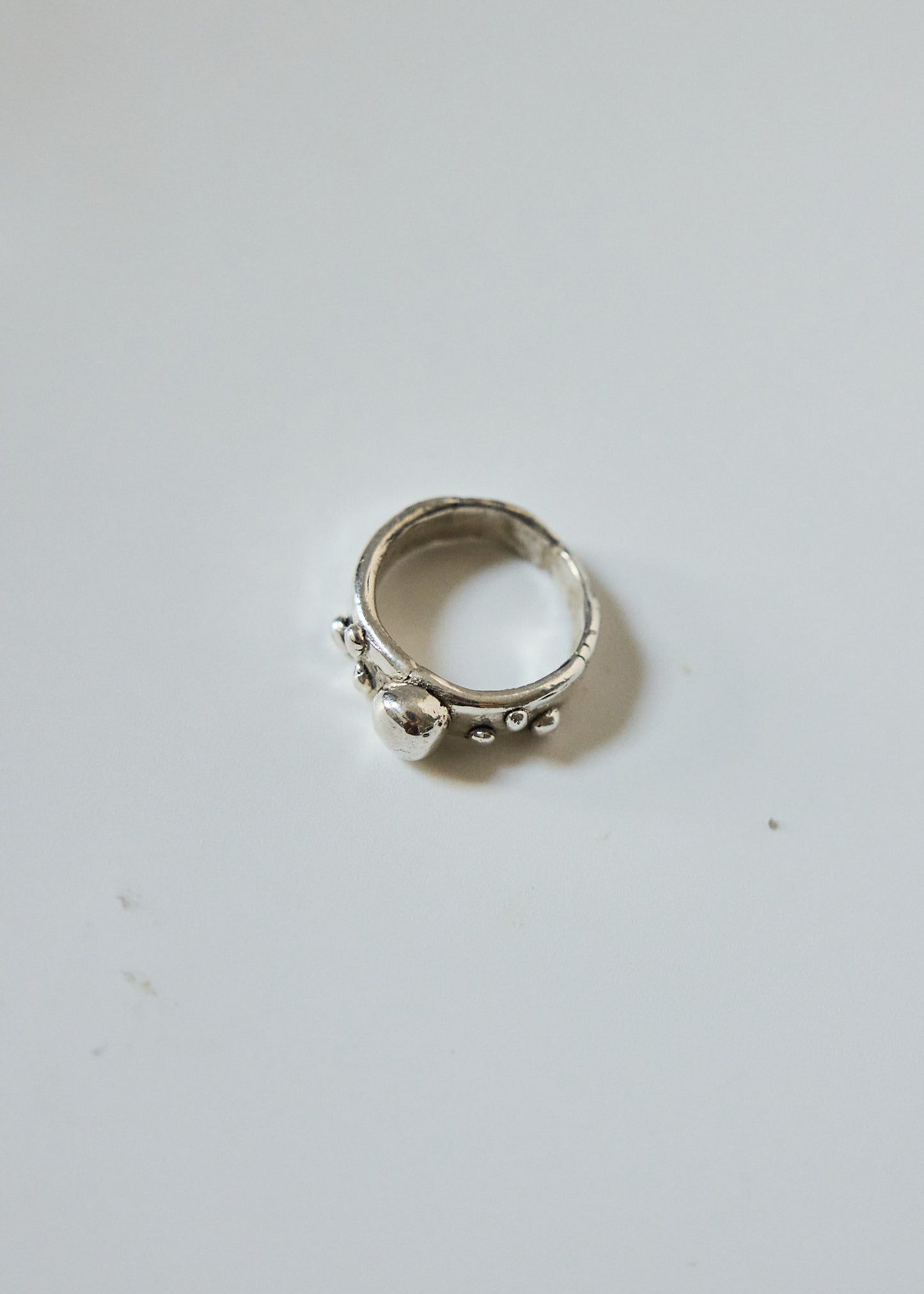 Pure Silver Sculptural Bead Ring | .999 Fine Silver Statement Ring