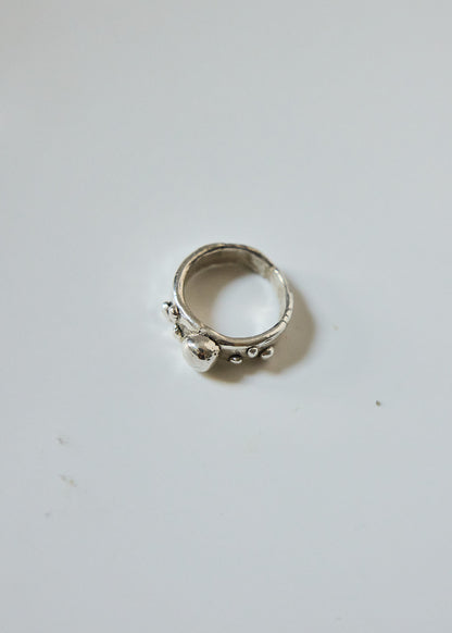 Pure Silver Sculptural Bead Ring | .999 Fine Silver Statement Ring