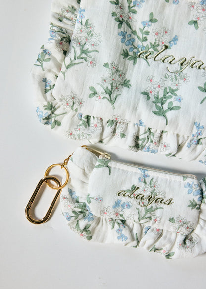 Alayas Floral Embroidered Ruffle Pouch | Small, Large & Set Options