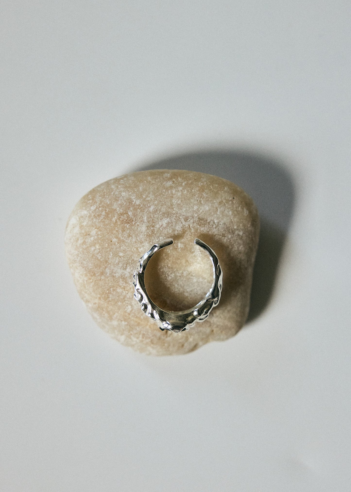 Abalone Shell Open Ring | Textured Sterling Silver, Adjustable