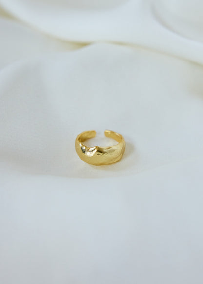 Irregular Vintage-inspired Adjustable Ring | Gold-Plated Sterling Silver