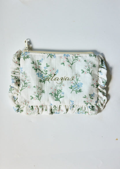 Alayas Floral Embroidered Ruffle Pouch | Small, Large & Set Options