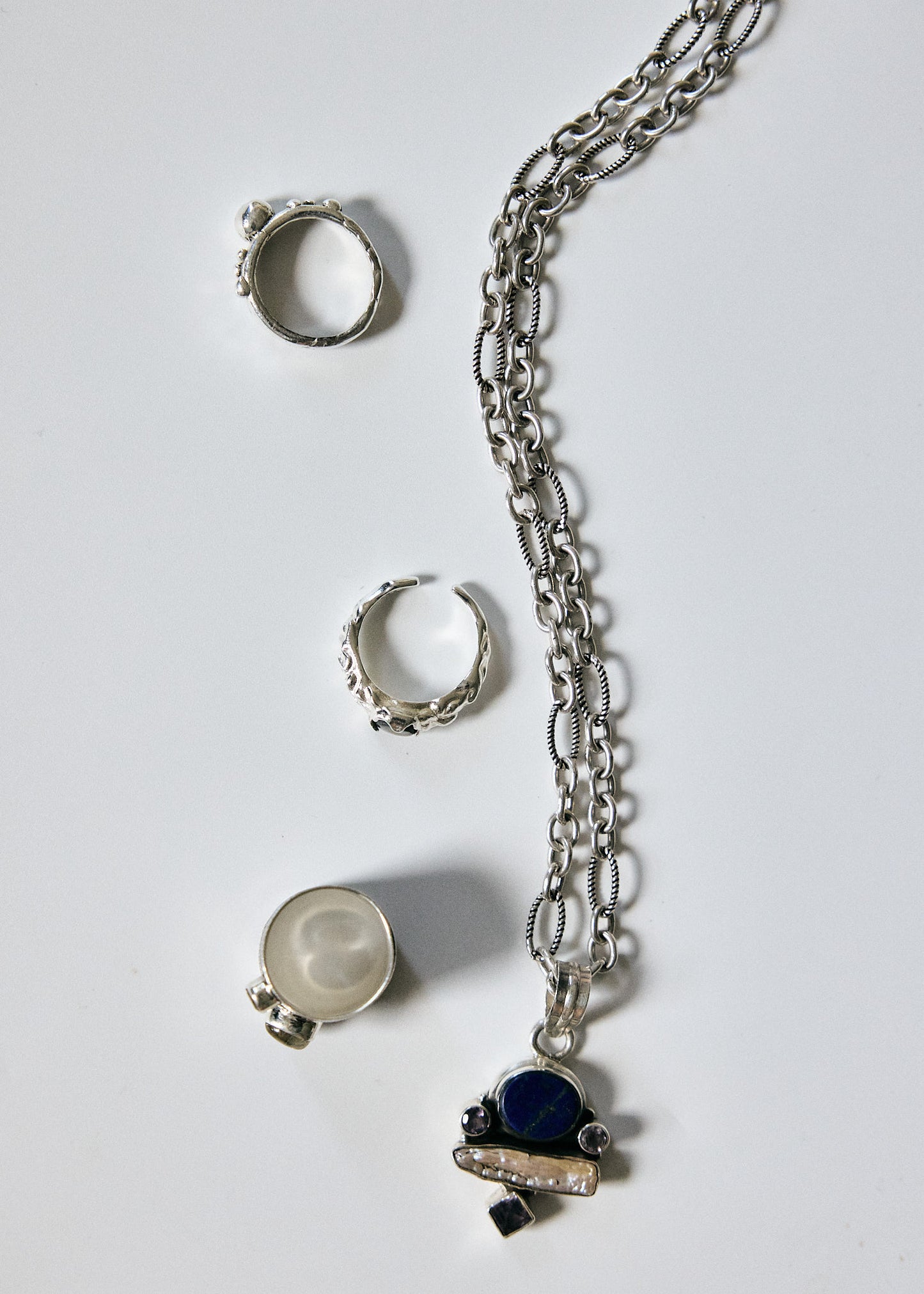 Lapis Lazuli, Pearl & Amethyst Pendant Necklace | Chain Only