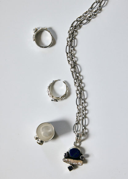 Lapis Lazuli, Pearl & Amethyst Pendant Necklace | Chain Only
