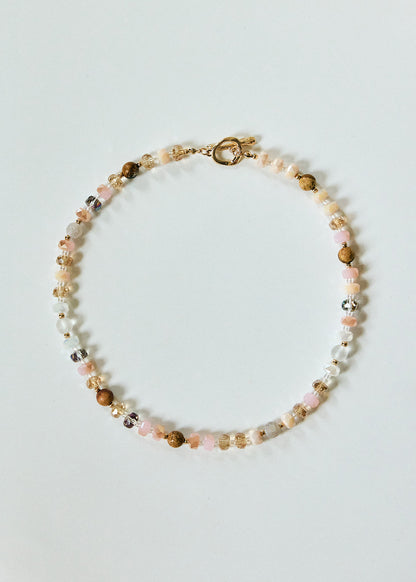 Jasper and Glass Bead Toggle Necklace