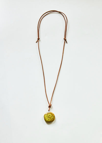 Chartreuse Ceramic Pendant Necklace