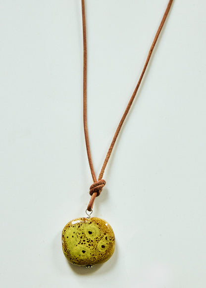 Chartreuse Ceramic Pendant Necklace