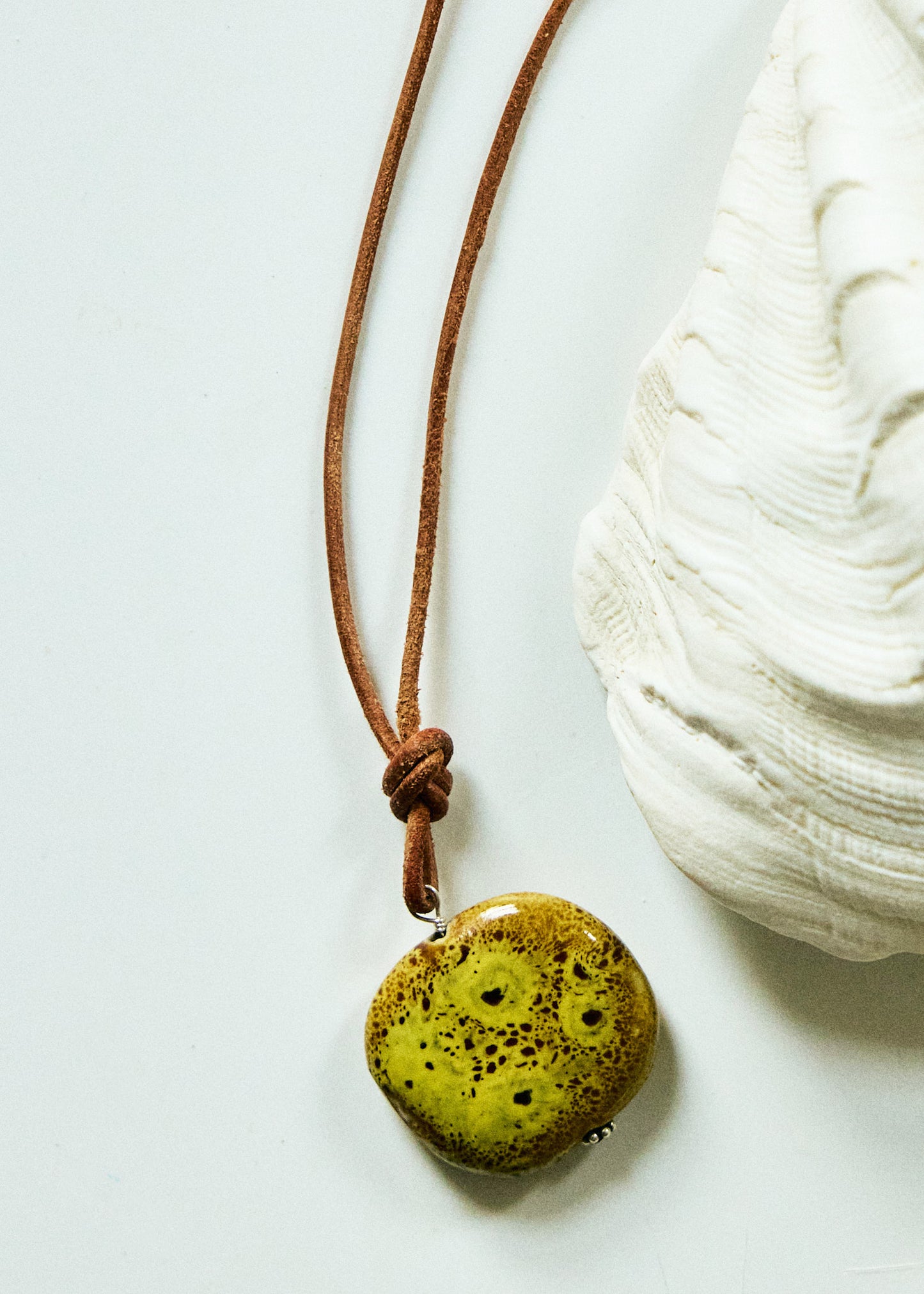 Chartreuse Ceramic Pendant Necklace