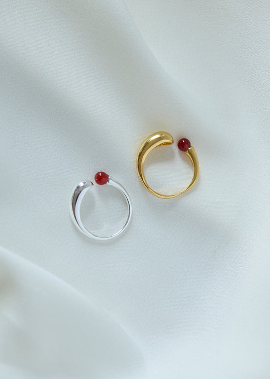 Red Carnelian Dome Open Ring