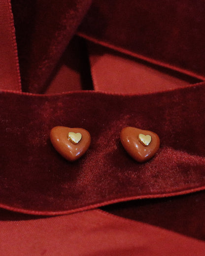 Hear-shaped Jade Stud Earrings