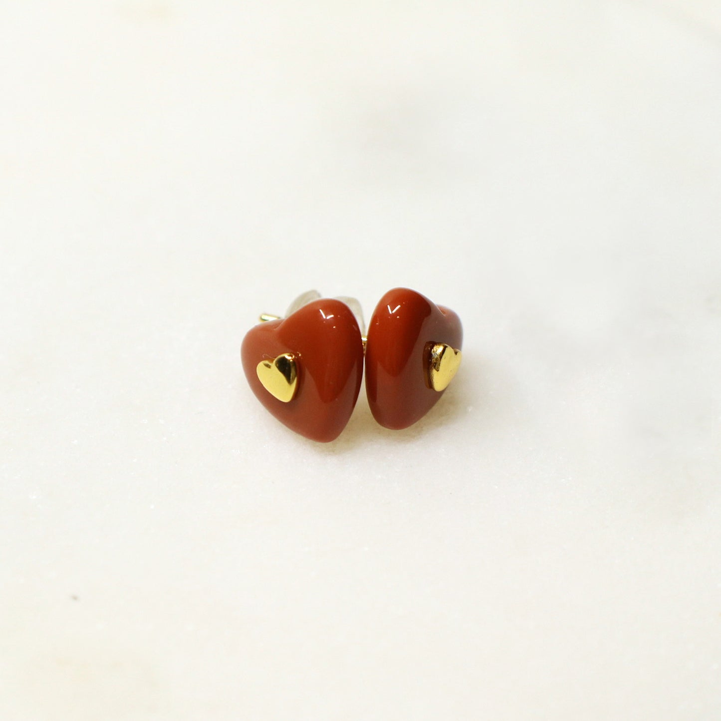 Hear-shaped Jade Stud Earrings