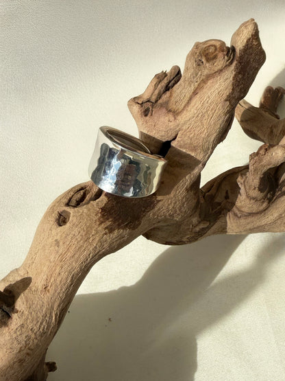 Hammered Wide Band Ring