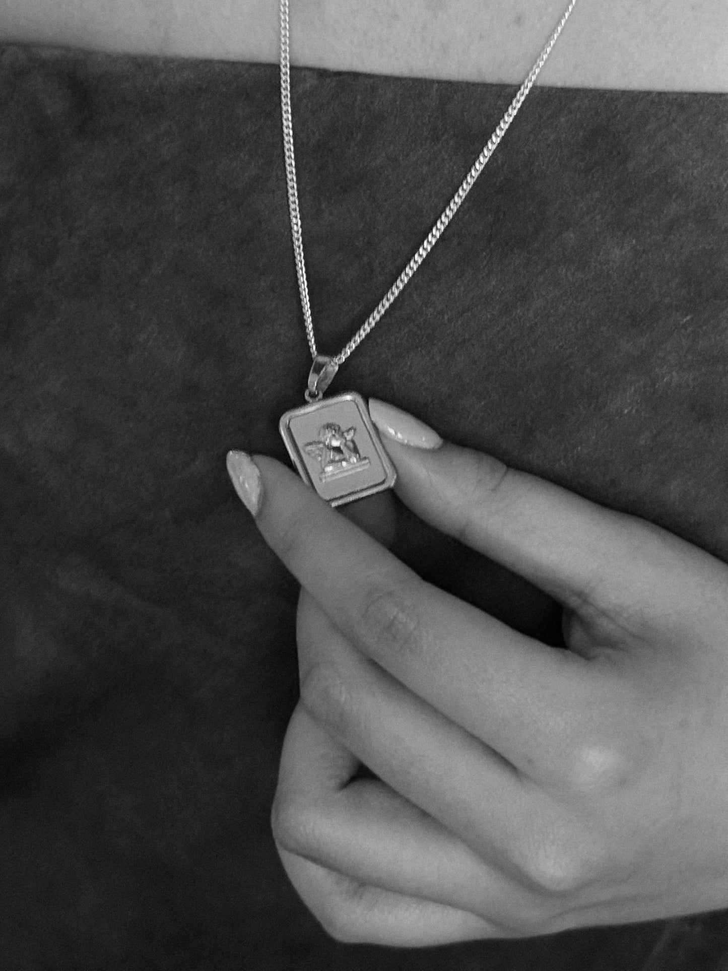 Cherub Pendant Necklace (24” Curb Chain)