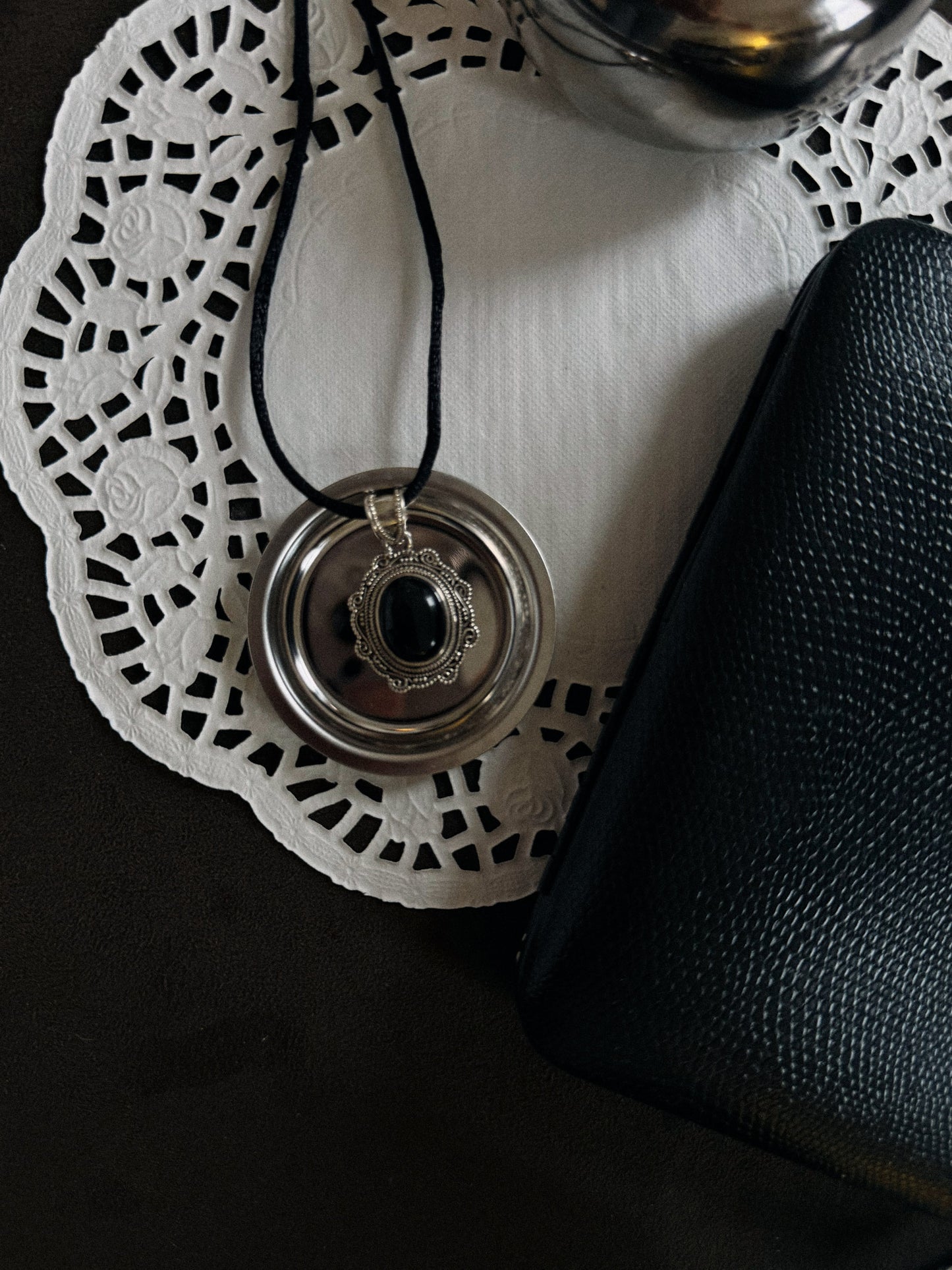 Vintage Inspired Black Chalcedony Necklace