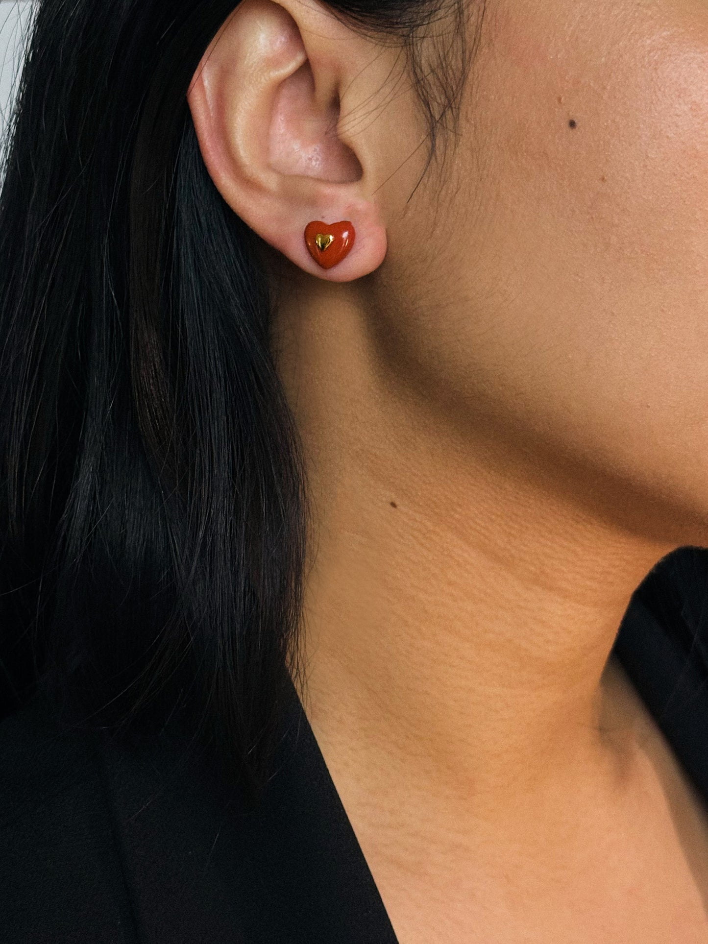 Hear-shaped Jade Stud Earrings