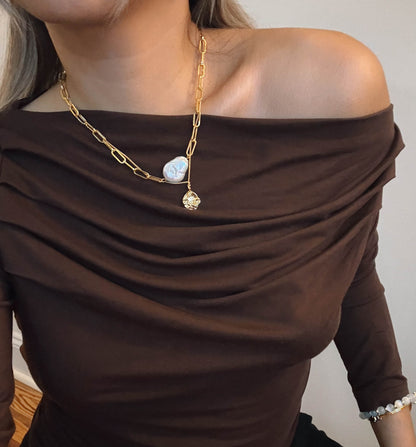 Baroque Pearl Paperclip Necklace