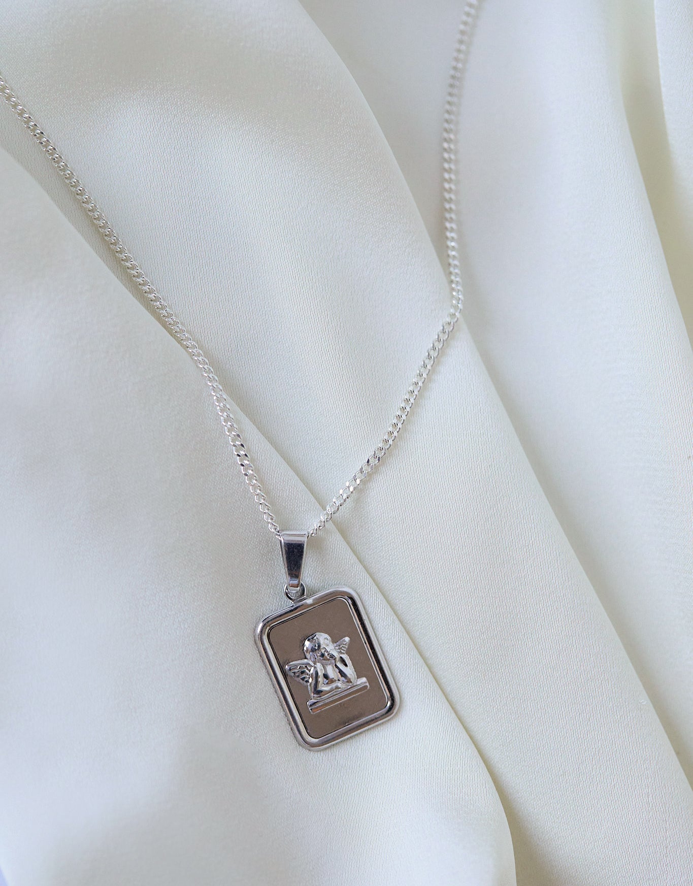 Cherub Pendant Necklace (24” Curb Chain)