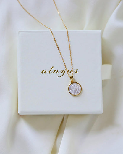 Cherub Embossed Circle Pendant Necklace