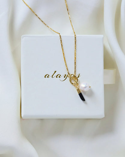 Onyx & Pearl Toggle Necklace