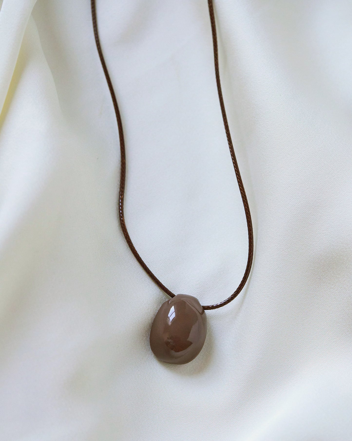 Brown Pebble Necklace (30" Cord)