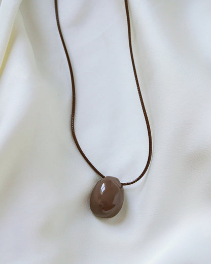 Brown Pebble Necklace (30" Cord)