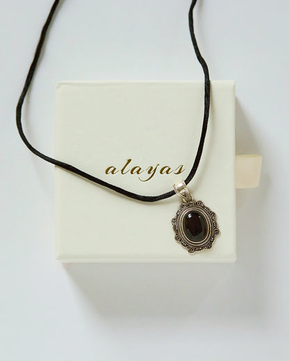 Vintage Inspired Black Chalcedony Necklace