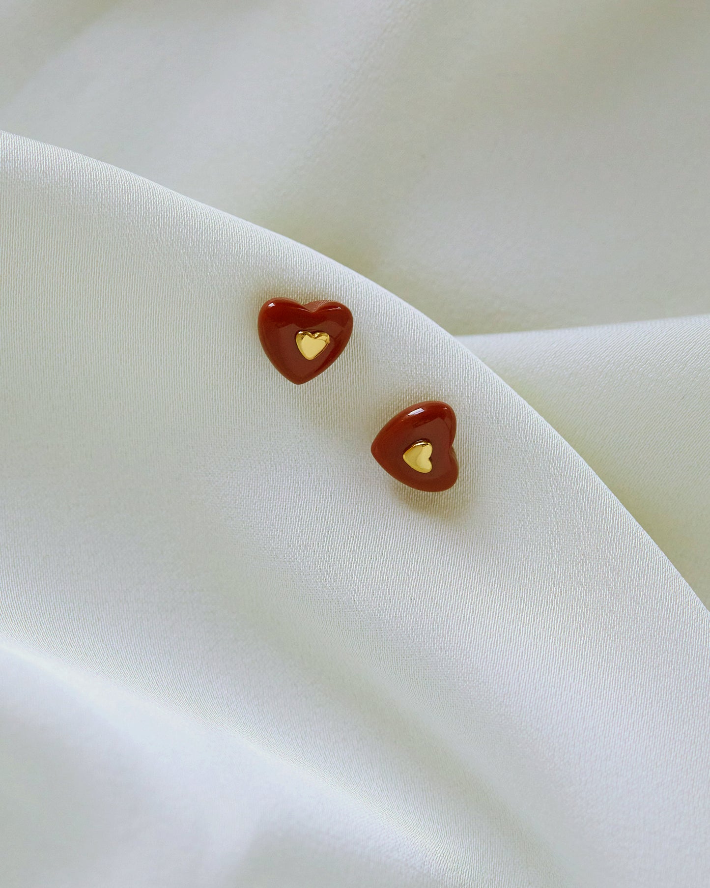 Hear-shaped Jade Stud Earrings